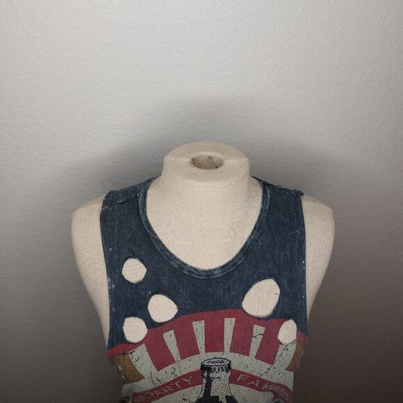 Coca Cola Womens Tank Top Small The Classic Grey Distressed Holes Party Favorite - Picture 10 of 12